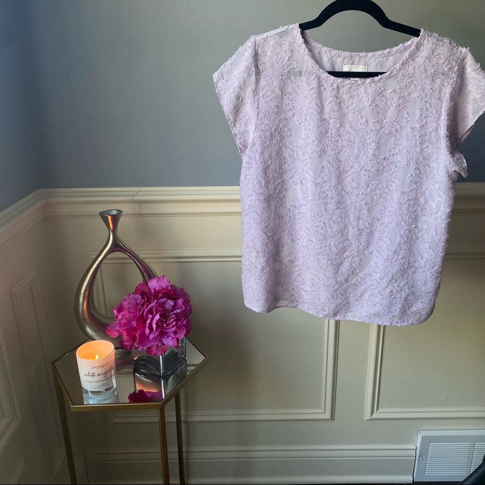 14th & Union Lavender Floral Sheer Top Size S